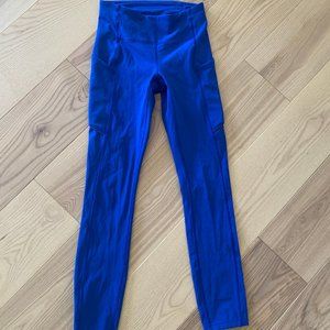 Lululemon Size 0 blue leggings with side pocket and back zipper pocket